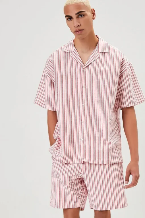 Pinstriped Linen-Blend Shorts