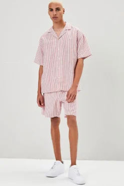 Pinstriped Linen-Blend Shorts