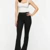 Pinstriped Split-Hem Straight-Leg Pants