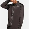 Piped-Trim Long-Sleeve Shirt