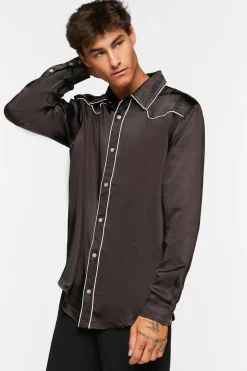 Piped-Trim Long-Sleeve Shirt