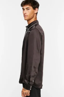 Piped-Trim Long-Sleeve Shirt