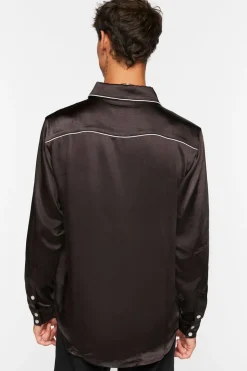 Piped-Trim Long-Sleeve Shirt