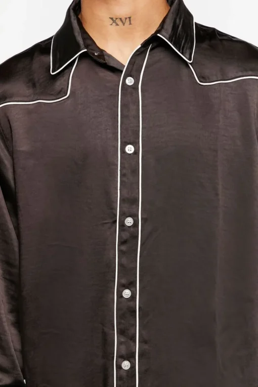 Piped-Trim Long-Sleeve Shirt