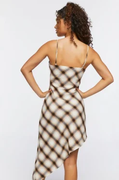 Plaid Asymmetrical Slip Dress