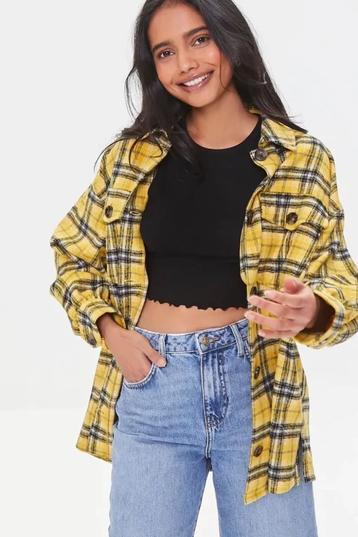 Plaid Button-Front Shacket