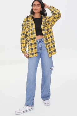 Plaid Button-Front Shacket