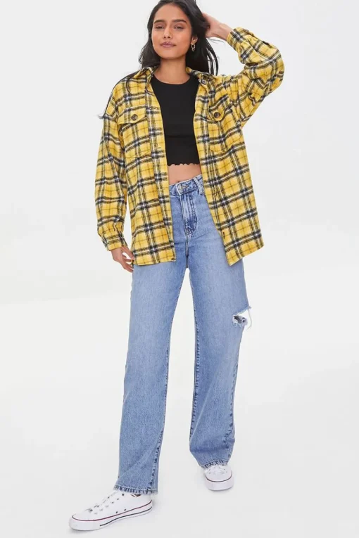 Plaid Button-Front Shacket