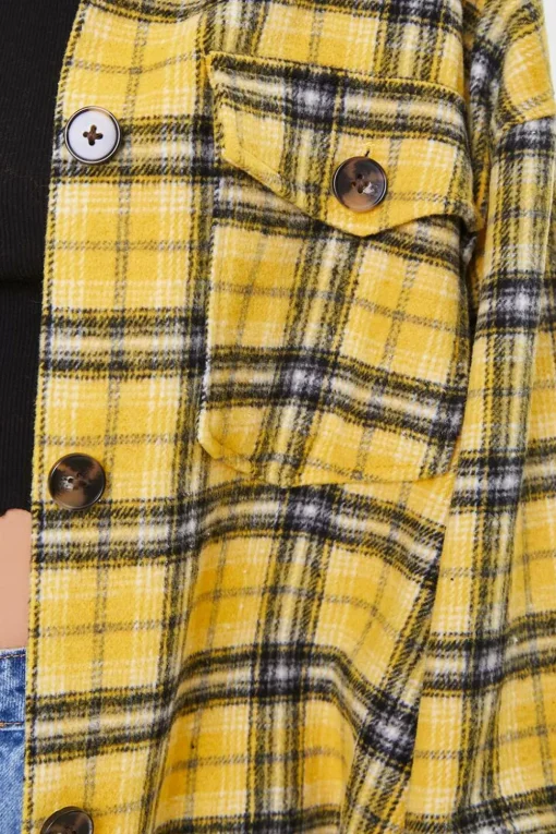 Plaid Button-Front Shacket