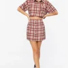 Plaid Cropped Shirt & Skirt Set