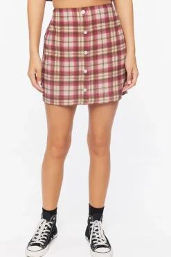 Plaid Cropped Shirt & Skirt Set