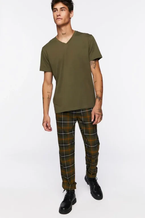 Plaid Drawstring Trousers