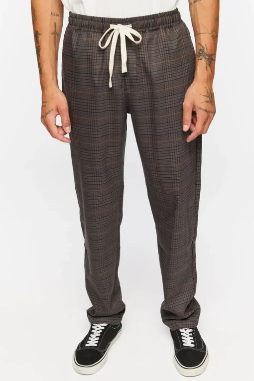 Plaid Drawstring Trousers
