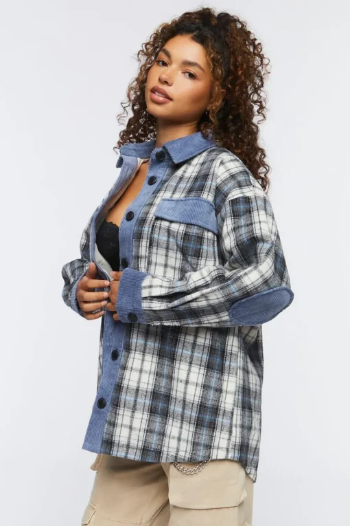 Plaid Drop-Sleeve Shacket