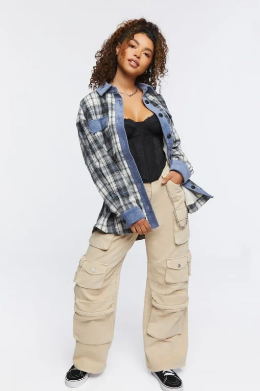 Plaid Drop-Sleeve Shacket