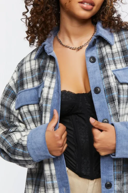 Plaid Drop-Sleeve Shacket
