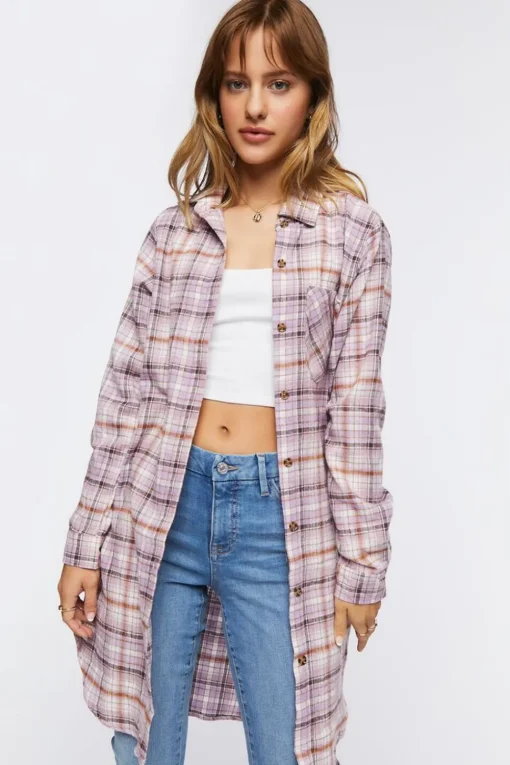 Plaid Flannel Longline Shirt