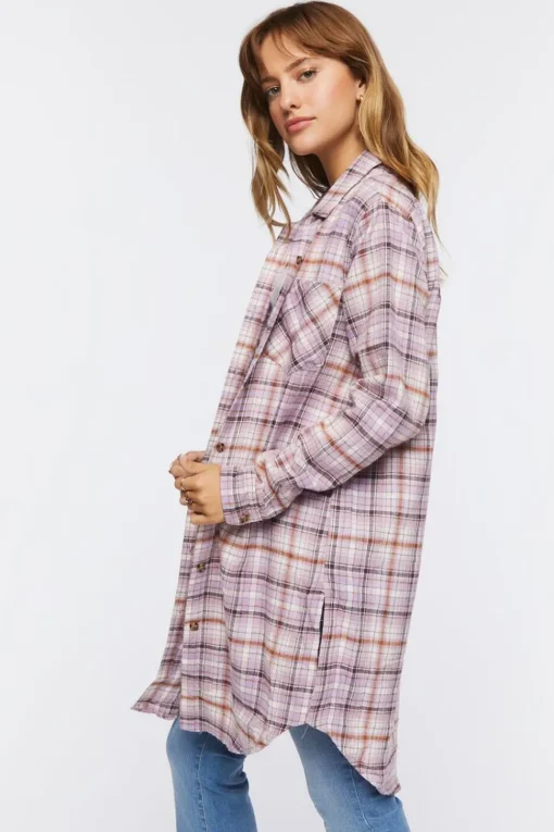 Plaid Flannel Longline Shirt