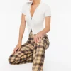 Plaid High-Rise Flare Pants