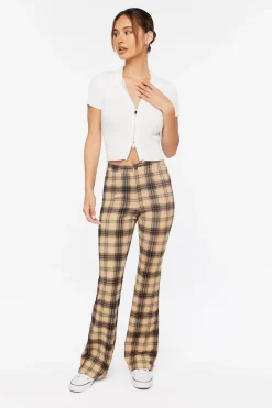 Plaid High-Rise Flare Pants