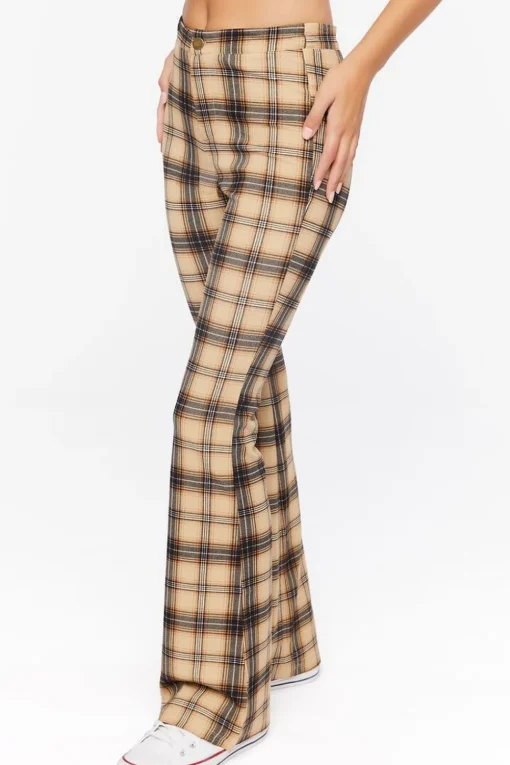 Plaid High-Rise Flare Pants