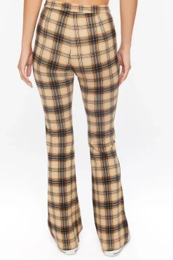 Plaid High-Rise Flare Pants