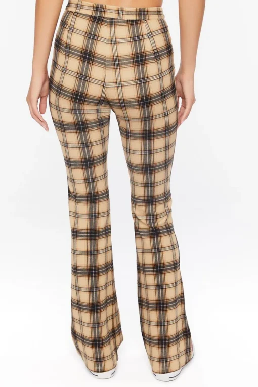 Plaid High-Rise Flare Pants