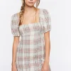 Plaid Lace-Back Mini Dress