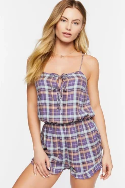 Plaid Lounge Cami Romper
