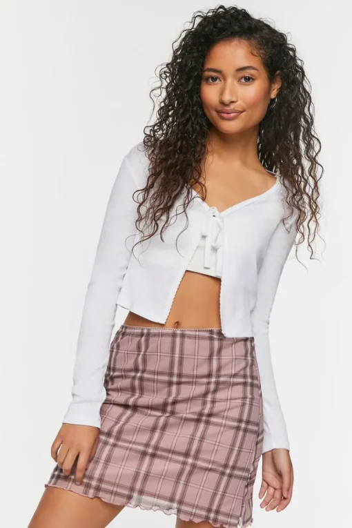 Plaid Mesh Mini Skirt