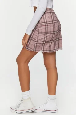 Plaid Mesh Mini Skirt