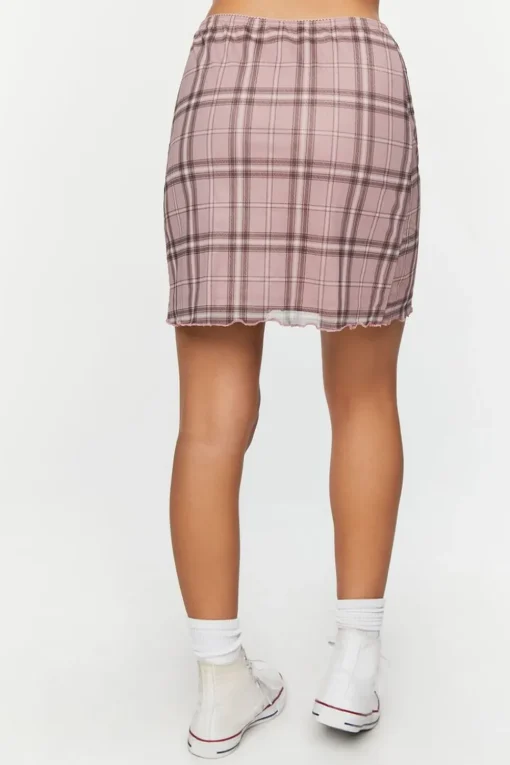 Plaid Mesh Mini Skirt