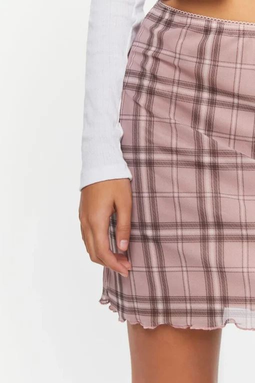 Plaid Mesh Mini Skirt