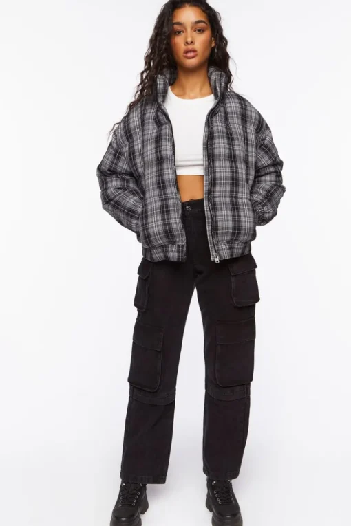 Plaid Puffer Jacket