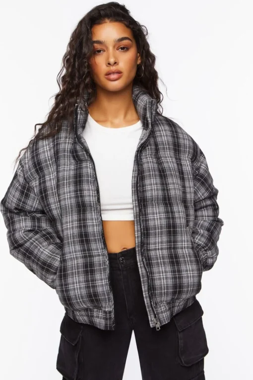 Plaid Puffer Jacket