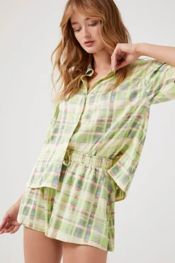 Plaid Satin Shorts