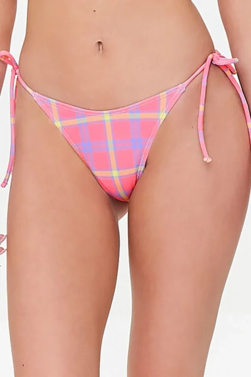 Plaid String Bikini Bottoms