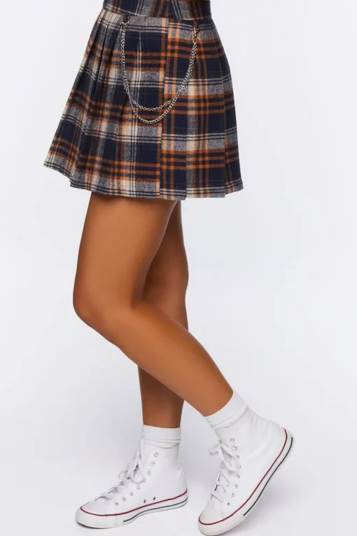 Plaid Wallet Chain Mini Skirt