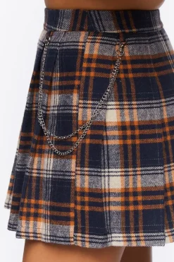 Plaid Wallet Chain Mini Skirt