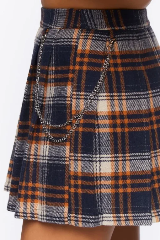 Plaid Wallet Chain Mini Skirt