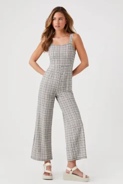 Plaid Wide-Leg Jumpsuit