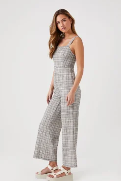 Plaid Wide-Leg Jumpsuit