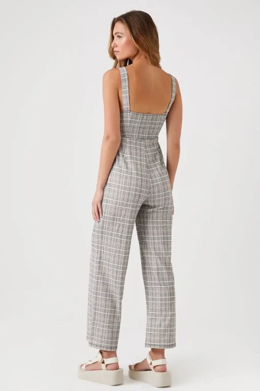Plaid Wide-Leg Jumpsuit