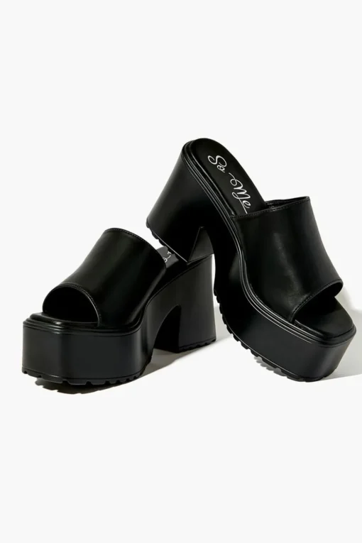 Platform Open-Toe Block Heels