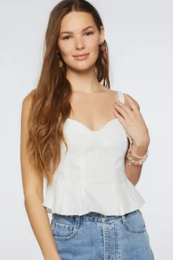 Pleated Cropped Peplum Top