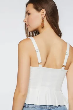 Pleated Cropped Peplum Top