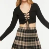 Pleated Plaid A-Line Mini Skirt