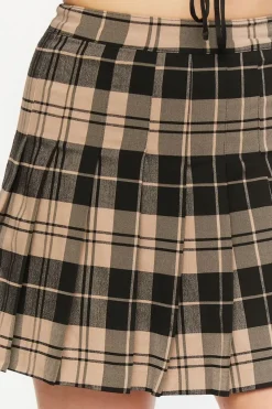 Pleated Plaid A-Line Mini Skirt