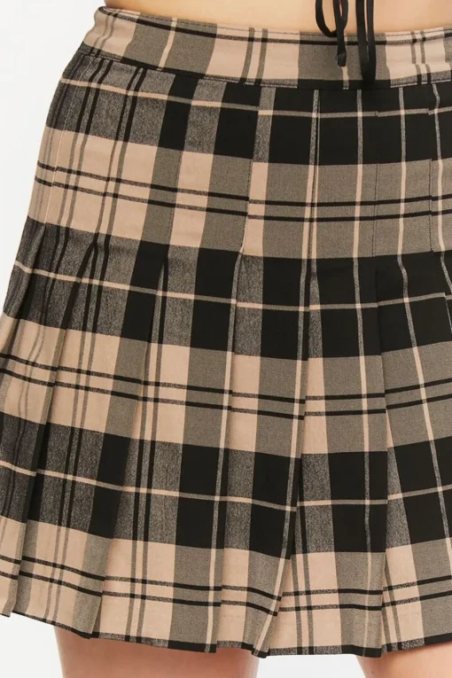 Pleated Plaid A-Line Mini Skirt