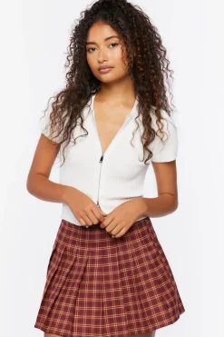 Pleated Plaid Mini Skirt
